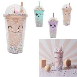 Gobelet Starcup Arc-en-Ciel Kawaii Avec Paille 35cl