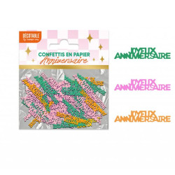 Confettis De Table En Papier Joyeux Anniversaire Rétro Pop