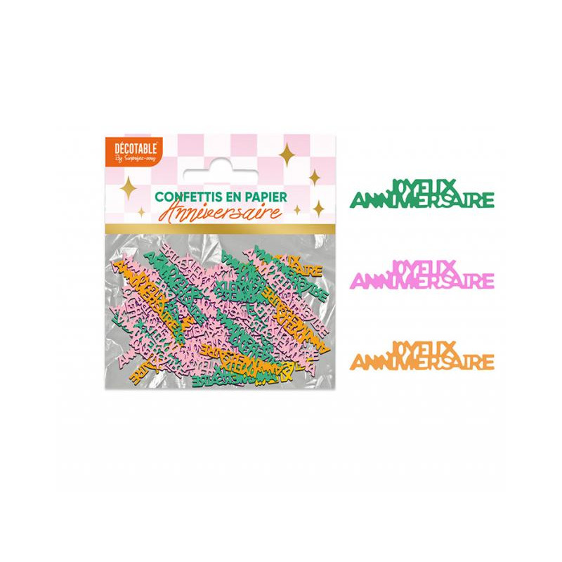Confettis De Table En Papier Joyeux Anniversaire Rétro Pop