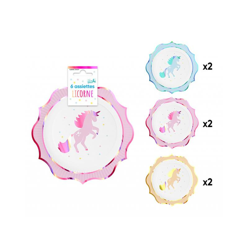 Assiettes Jetables Licorne 6 Pièces