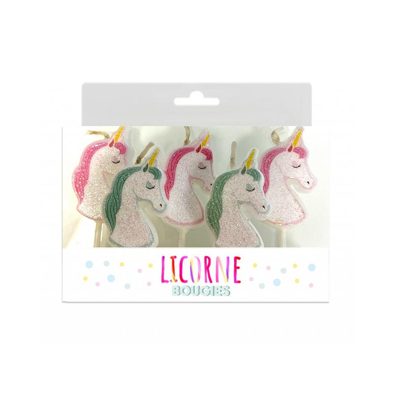 Bougies Pics Licorne 6 Pièces