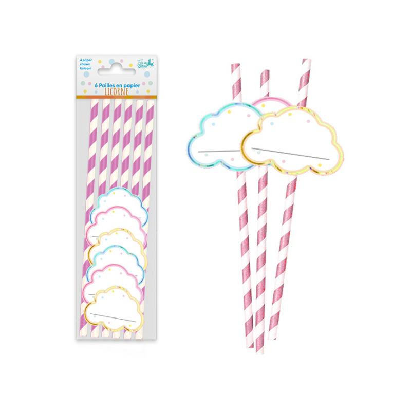 Paille En Papier Licorne 6 Pièces