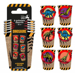 Gobelets Jetables En Carton Dinosaure - 6 Pièces