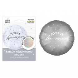 Ballon Métallique Rond Joyeux Anniversaire Argent