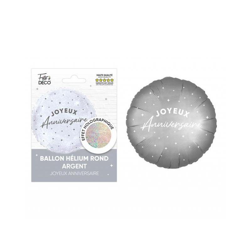 Ballon Métallique Rond Joyeux Anniversaire Argent