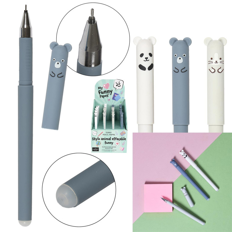 Stylo Gel Effacable Animaux Kawaii