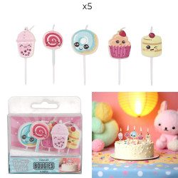 Bougies Pics Anniversaire Kawaii 5 Pièces