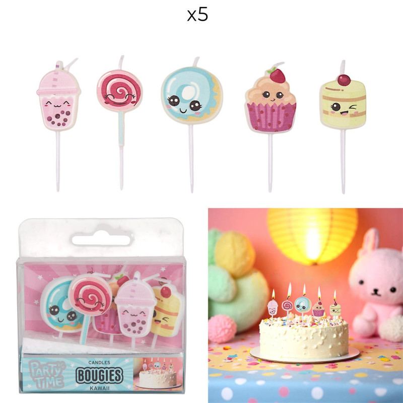 Bougies Pics Anniversaire Kawaii 5 Pièces