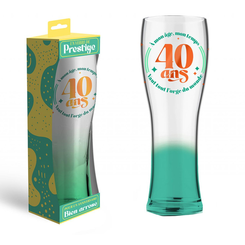 Verre à Bière Anniversaire En Verre 40 Ans