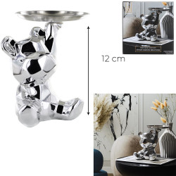 Statue Ourson Argent Vide Poche 12cm