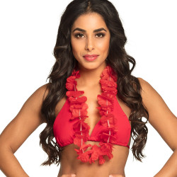 Collier de Fleurs Hawaï Rouge
