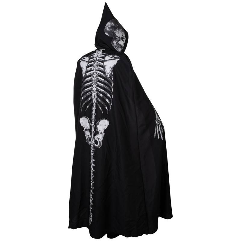 Cape Avec Capuche Imprimé Squelette Derrière