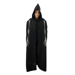 Cape Avec Capuche Imprimé Squelette Derrière
