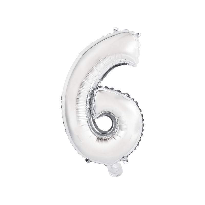 Ballon Chiffre Métallique Argent 6