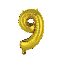 Ballon Chiffre Métallique Or 9
