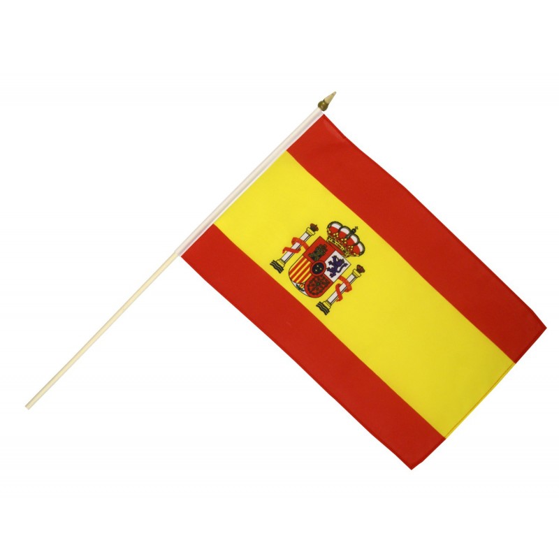 Drapeau Espagne 14 x 21cm avec Bâton 