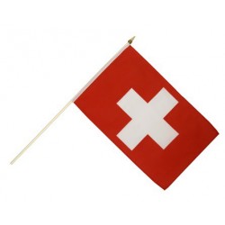 Drapeau Suisse 14 x 21cm avec Bâton 