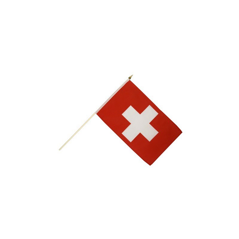 Drapeau Suisse 14 x 21cm avec Bâton 