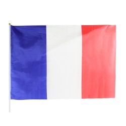 Drapeau France 60 x 90cm avec Bâton 