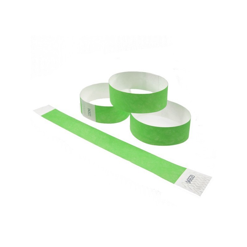 Bracelets de Contrôle Vert Papier Tyvek® 24x2.5cm 100 Pièces