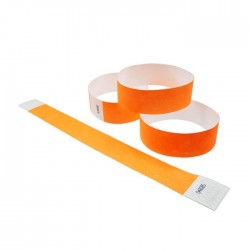 Bracelets de Contrôle Orange Papier Tyvek® 24x2.5cm 100 Pièces
