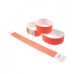 Bracelets de Contrôle Rouge Papier Tyvek® 24x2.5cm 100 Pièces