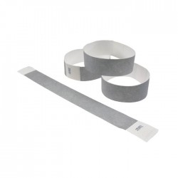 Bracelets de Contrôle Argent Papier Tyvek® 24x2.5cm 100 Pièces