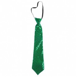 Cravate Sequins Verte 46 cm 
