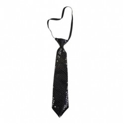 Cravate Sequins Noire 46 cm 