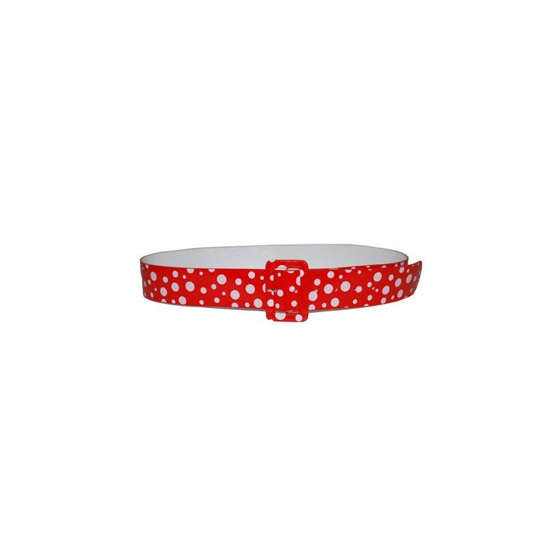 Ceinture Rétro Rouge à Pois Blancs