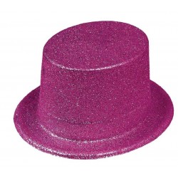 Chapeau Haut de Forme Paillette Fuchsia