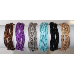 Bracelet 6 Lignes Strass Torsadé