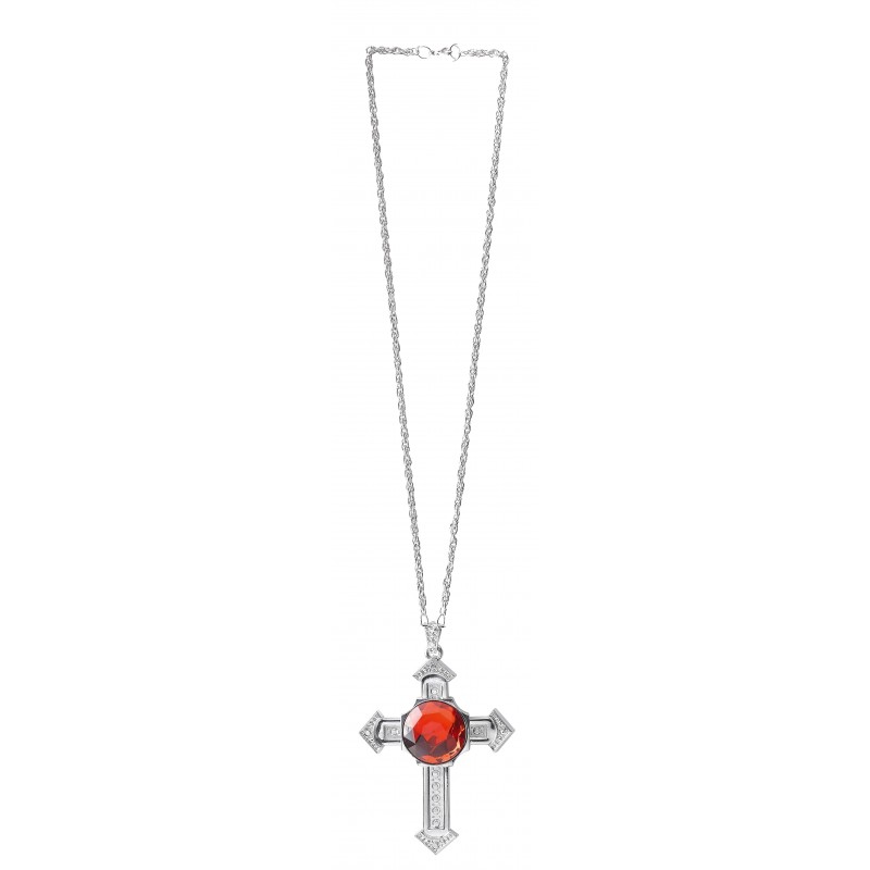 Collier Croix Gothique Rouge