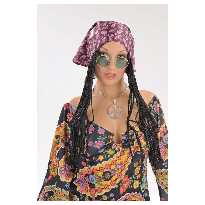 Perruque Femme Hippie avec Bandana