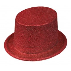 Chapeau Haut de Forme Paillettes Rouge 
