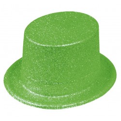 Chapeau Haut de Forme Paillettes Vert Fluo 