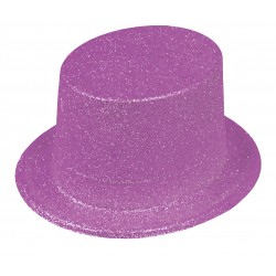 Chapeau Haut de Forme Paillettes Violet Fluo  