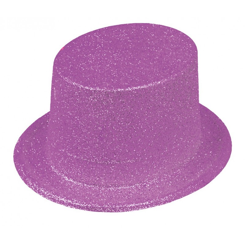 Chapeau Haut de Forme Paillettes Violet Fluo  