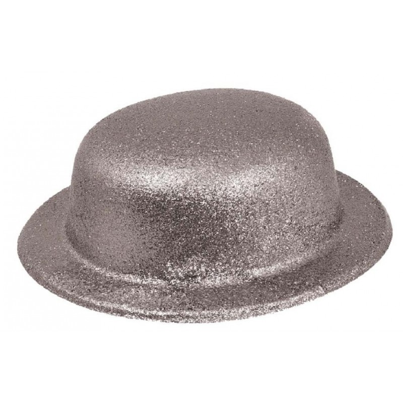 Chapeau Melon Paillette Argent 