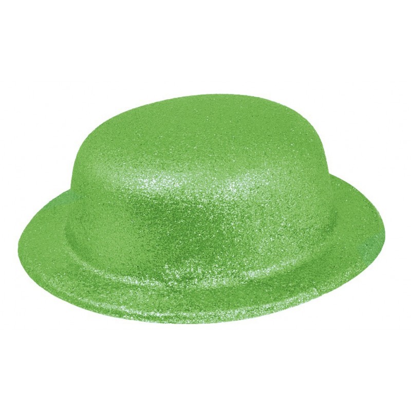 Chapeau Melon Paillette Vert Fluo