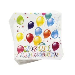 Serviettes en Papier Joyeux Anniversaire 