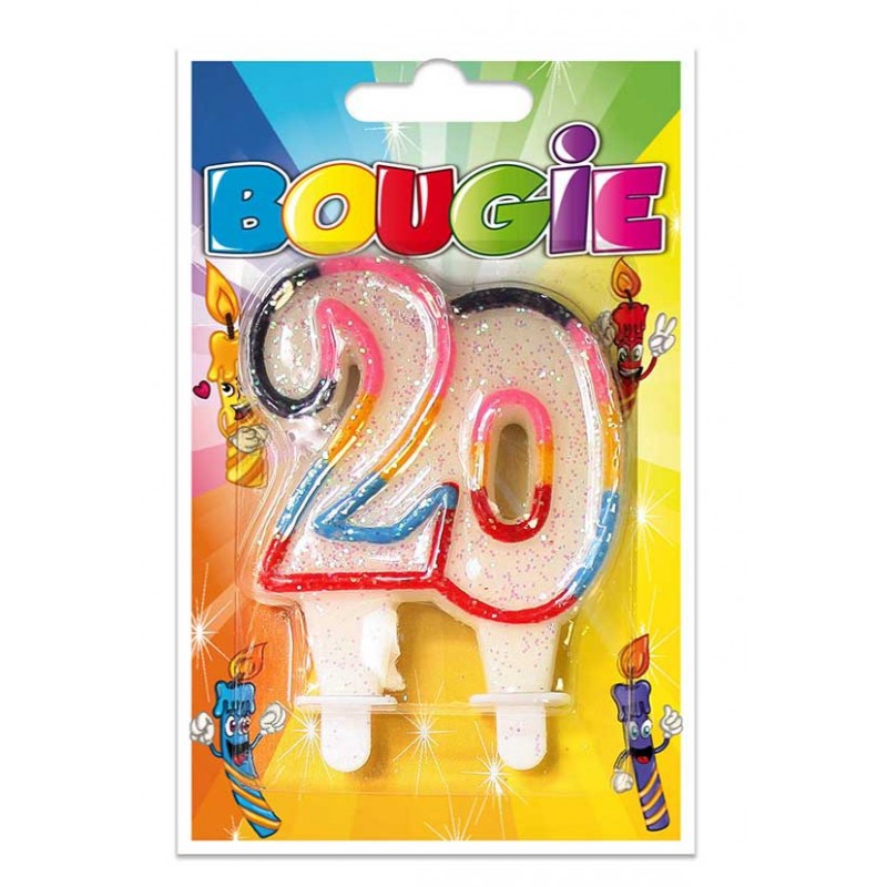 Bougie Anniversaire Paillettée Numéro 20