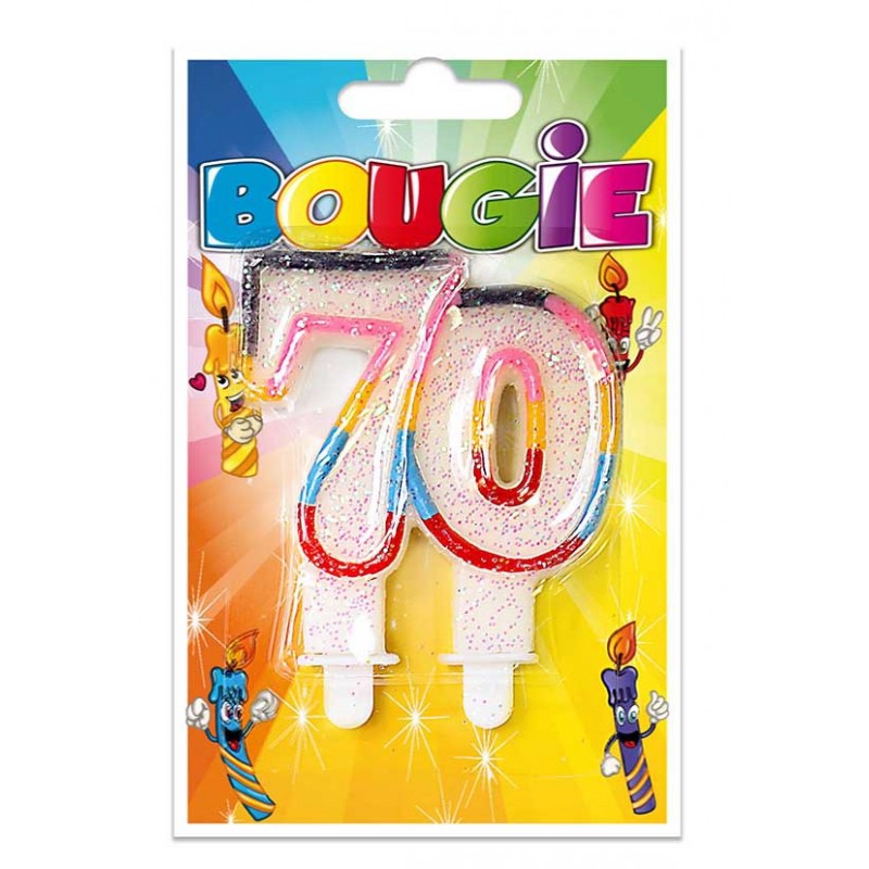 Bougie Anniversaire Paillettée Numéro 70