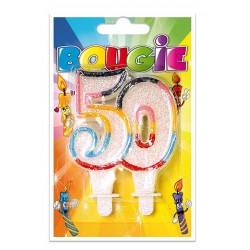 Bougie Multicolore Paillettée Numéro 50