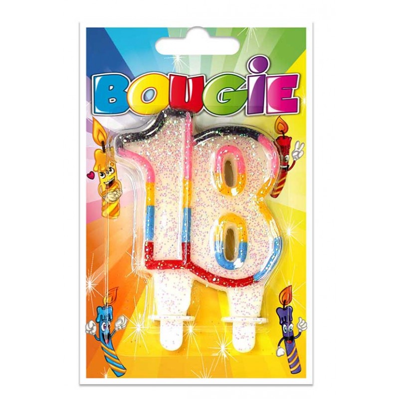 Bougie Anniversaire Pailettée Chiffre 18-Coti Jouets, spécialiste en  articles de fêtes pour anniversaire