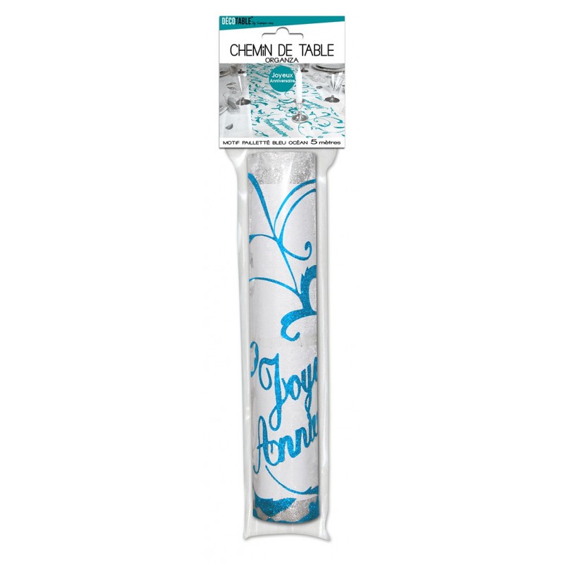 Chemin De Table Joyeux Anniversaire Bleu