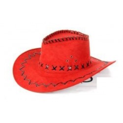 Chapeau de Cowboy en Suédine Rouge