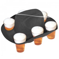 Chapeau de Cow Boy Noir Porte Bière