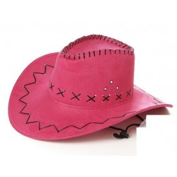 Chapeau Cow Boy Suédine Rose Fuchsia