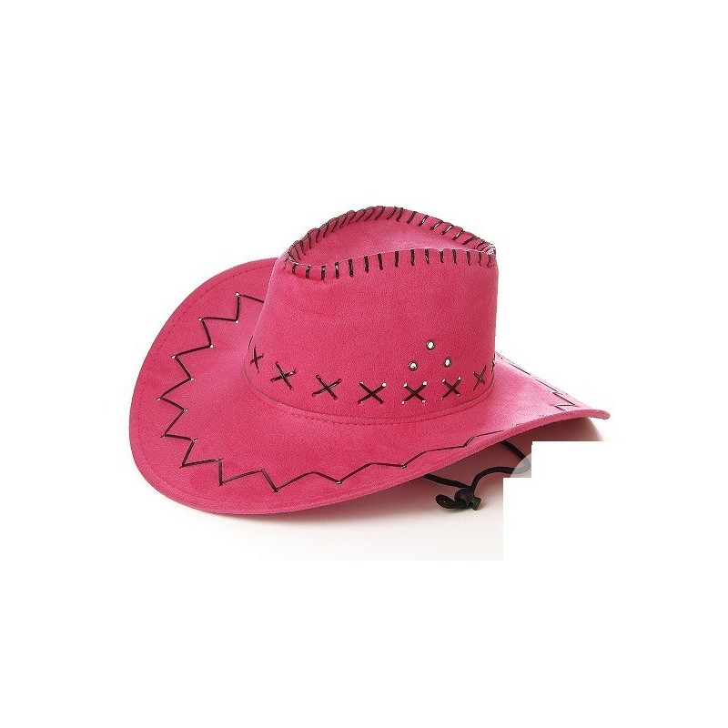 Chapeau Cow Boy Suédine Rose Fuchsia